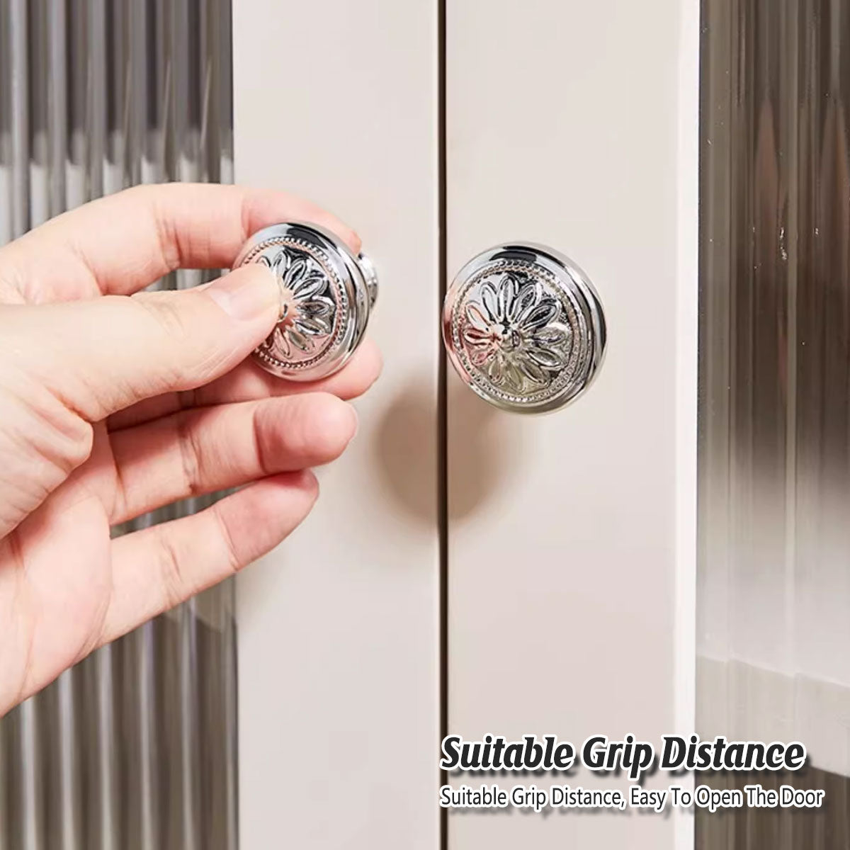 6 Styles Silver Solid Brass Cabinet Handle Single-Hole Mount