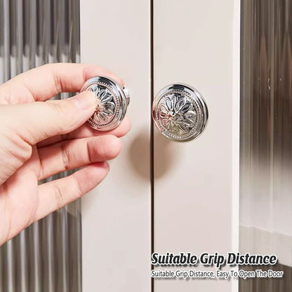 6 Styles Silver Solid Brass Cabinet Handle Single-Hole Mount