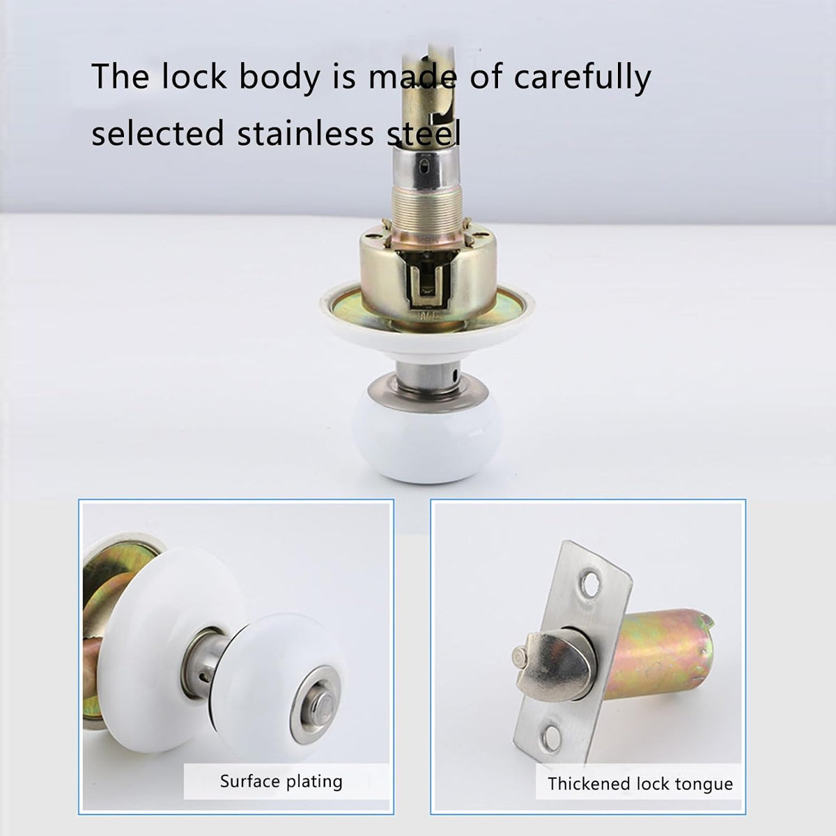 Metallic Ceramic Finish Stainless Steel Door Knob Lock Set