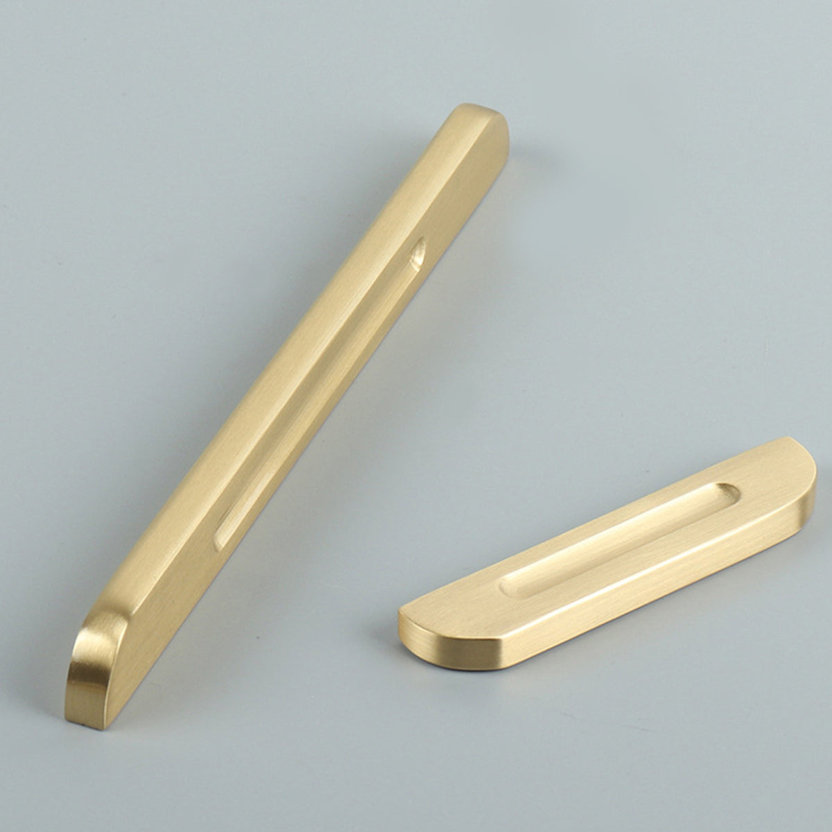 2 Styles Brushed Brass Brass Cupboard & Cabinet Door Pull Handle 64-160mm