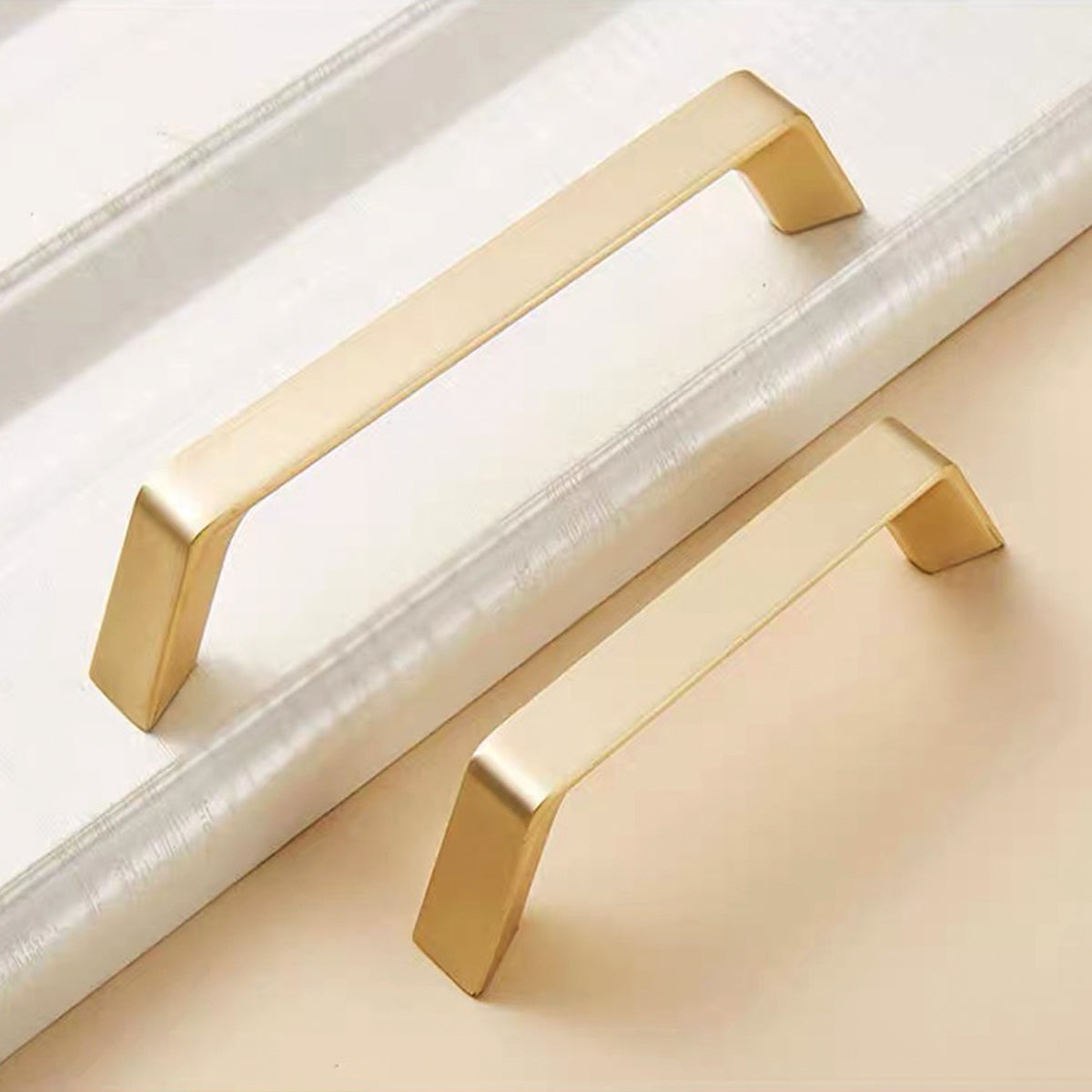 2 Styles Brushed Brass Brass Cupboard & Cabinet Door Pull Handle 64-160mm