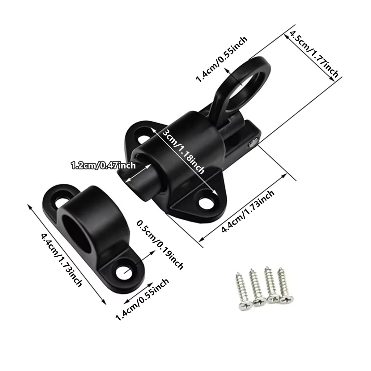 Aluminium Alloy Spring Bolt Door & Window Lock Set, Self-Closing, Black ...