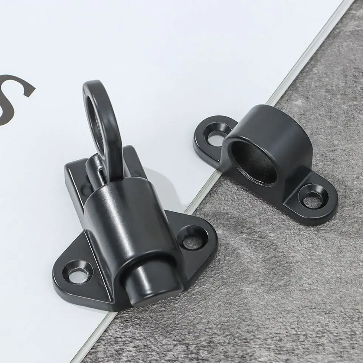 Black Finish Aluminium Alloy Spring Bolt Door Window Lock Set
