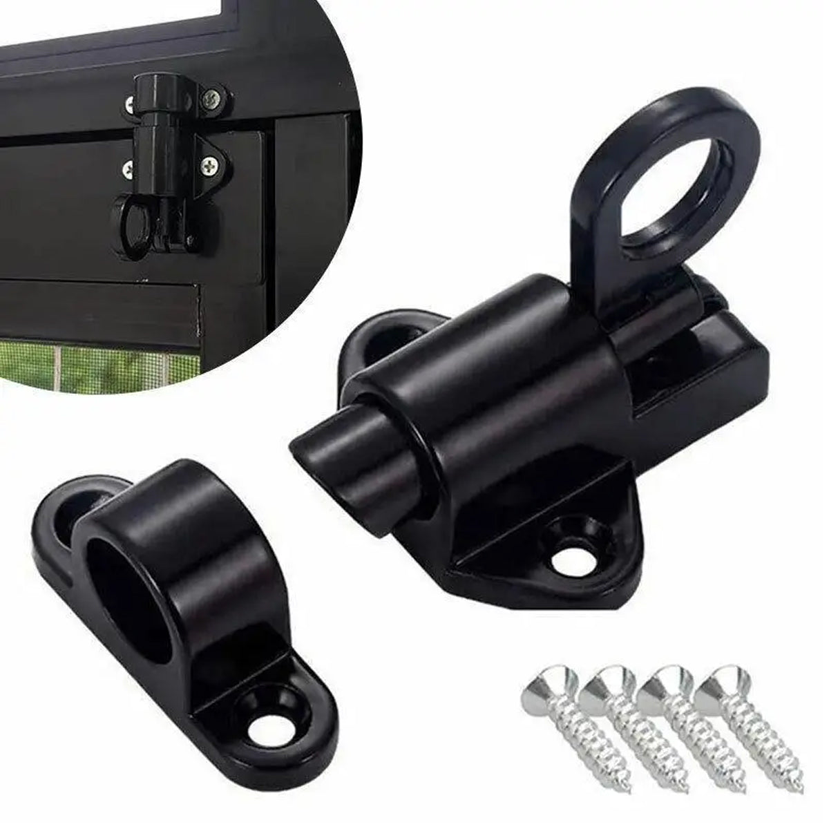 Black Finish Aluminium Alloy Spring Bolt Door Window Lock Set