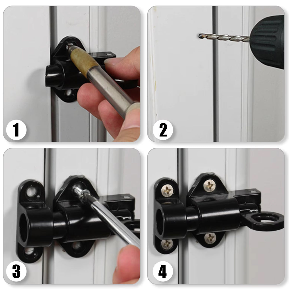 Black Finish Aluminium Alloy Spring Bolt Door Window Lock Set