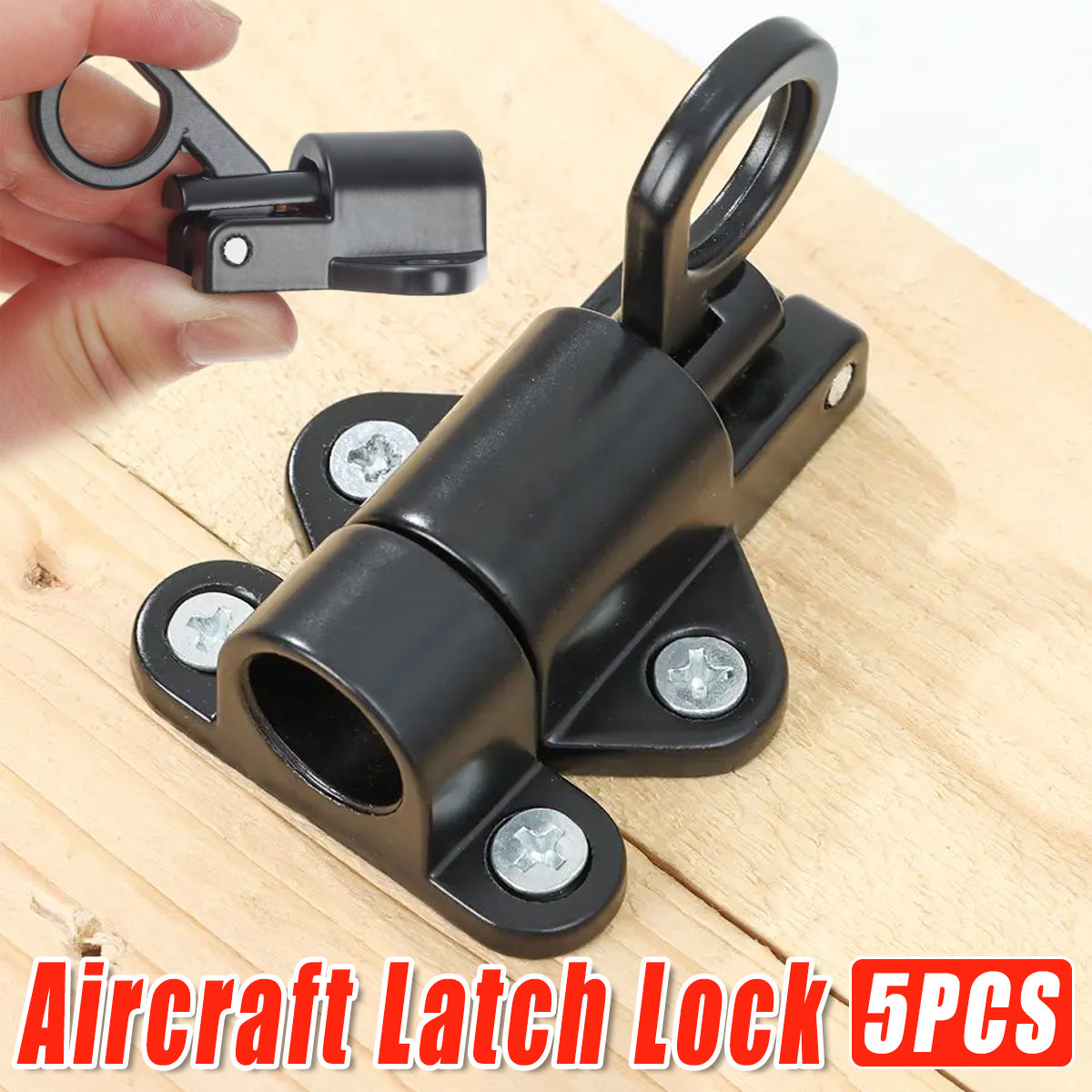Black Finish Aluminium Alloy Spring Bolt Door Window Lock Set
