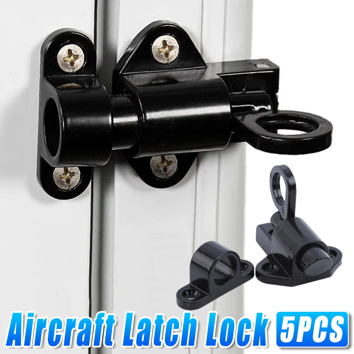 Black Finish Aluminium Alloy Spring Bolt Door Window Lock Set