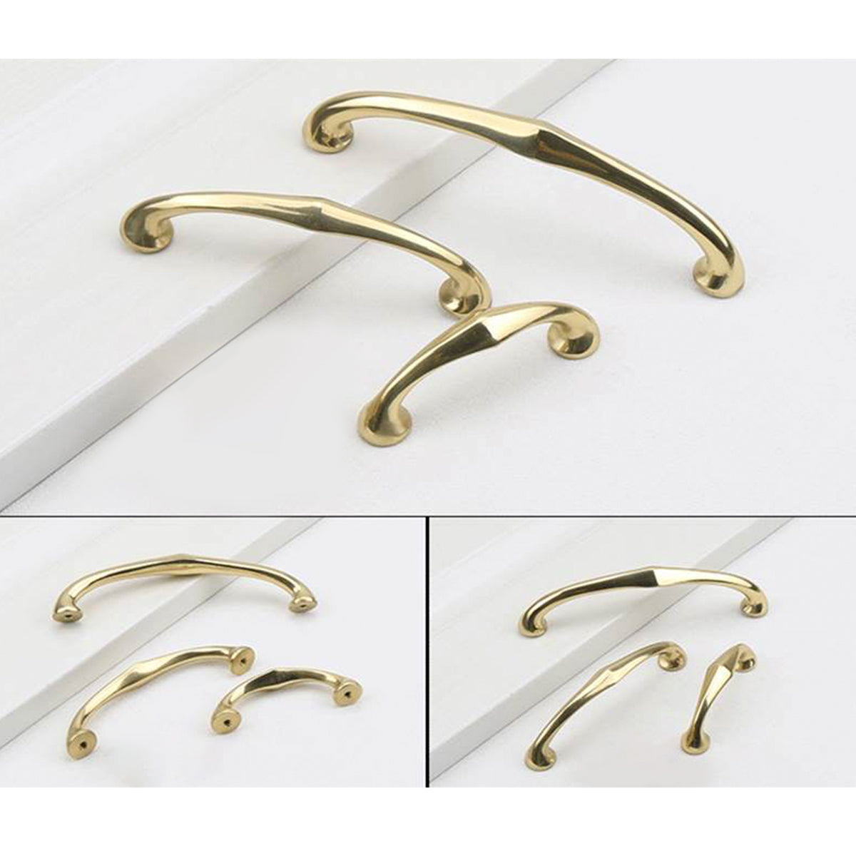 Solid Brass Cabinet Handle with Curved Grip