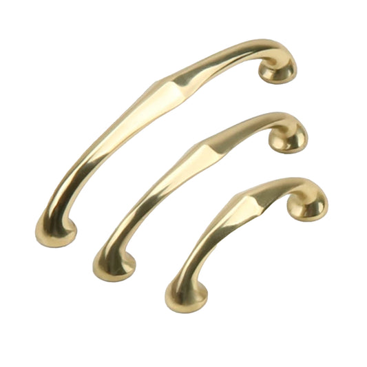 Solid Brass Cabinet Handle with Curved Grip