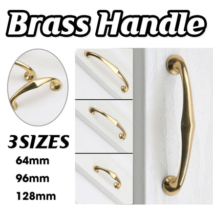 Solid Brass Cabinet Handle with Curved Grip