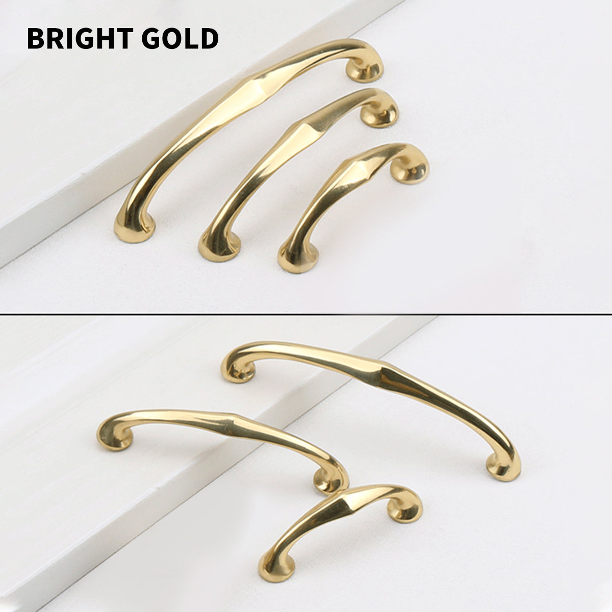 Bright Gold Brass Cupboard & Cabinet Door Pull Handle 64-128mm