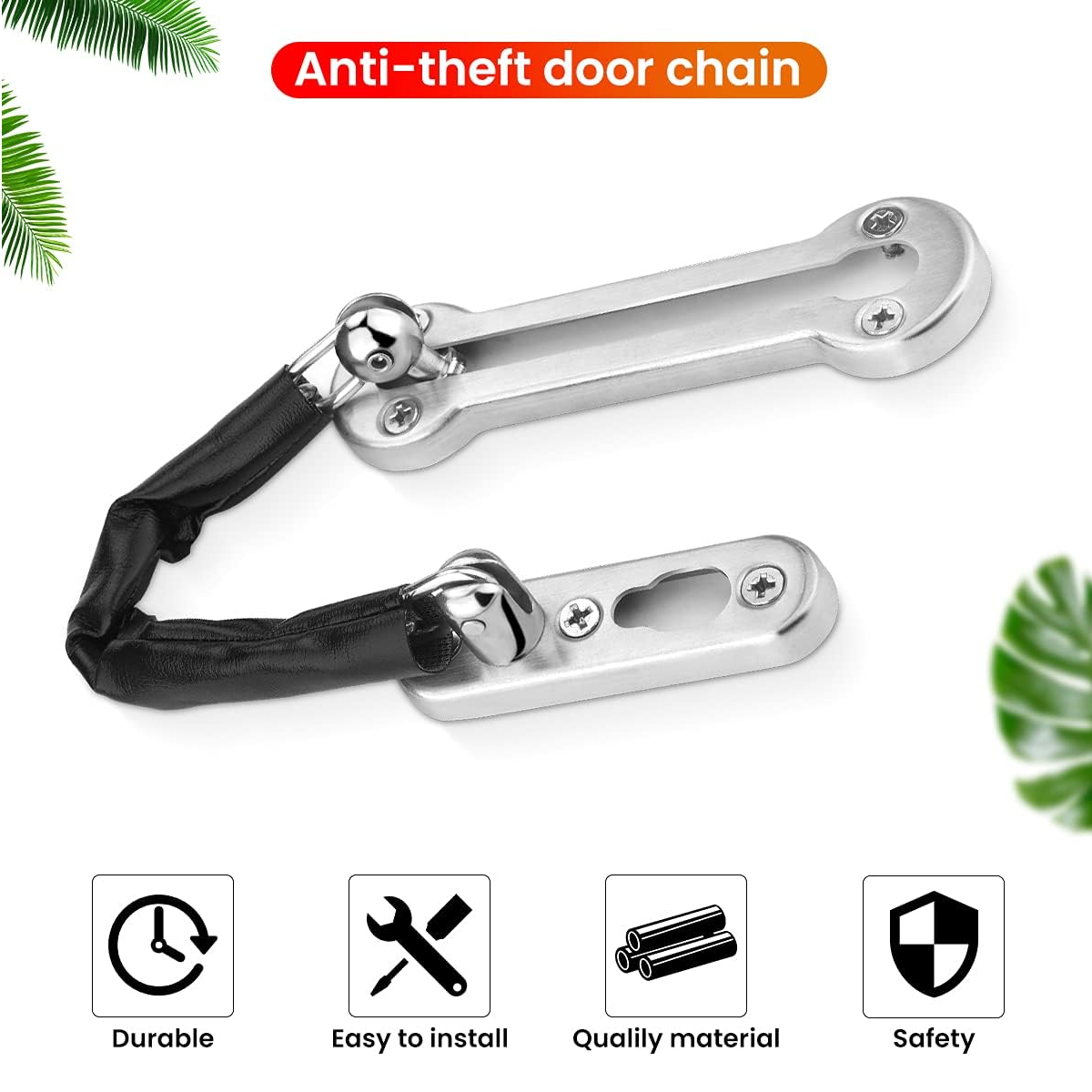 Silver Stainless Steel Finish Security Door Chain Guard