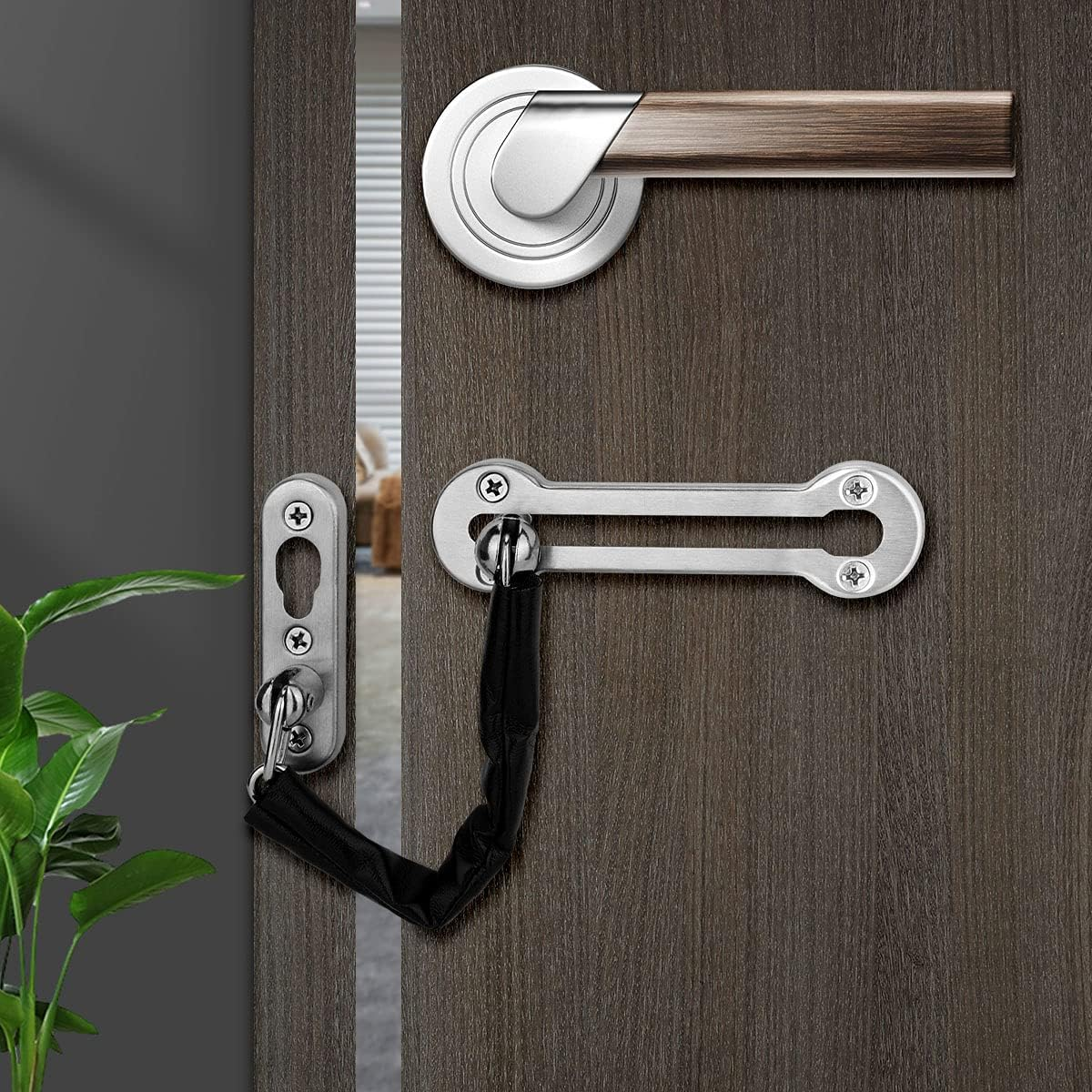 Silver Stainless Steel Finish Security Door Chain Guard