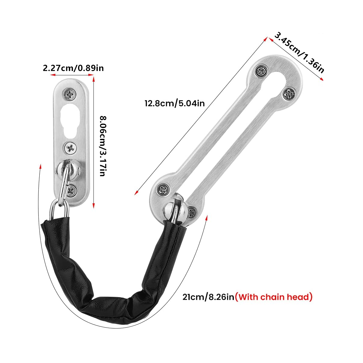 Silver Stainless Steel Finish Security Door Chain Guard