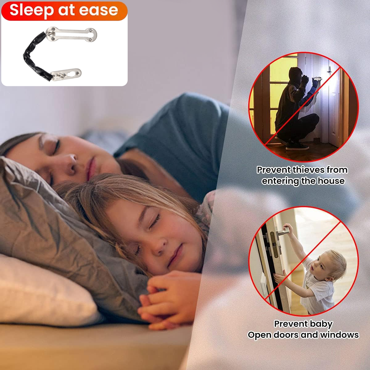 Silver Stainless Steel Finish Security Door Chain Guard