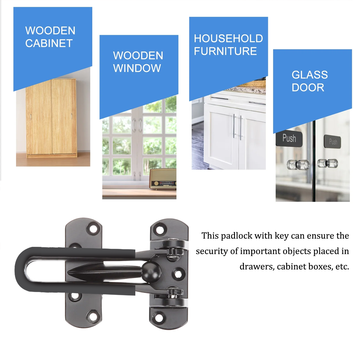 Grey Anti-Corrosion Zinc Alloy Door Security Lock Latch