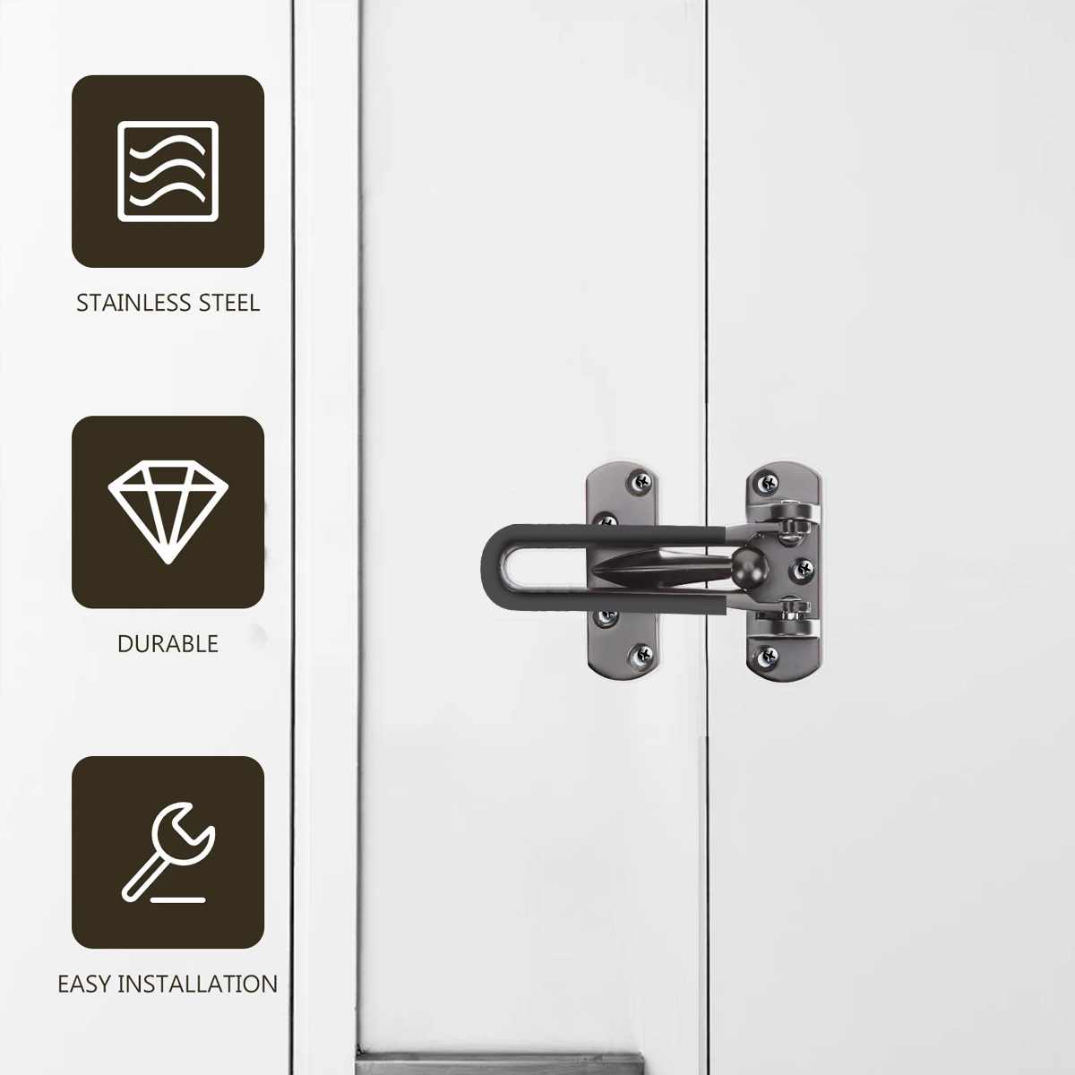 Silver Anti-Corrosion Zinc Alloy Door Security Lock Latch