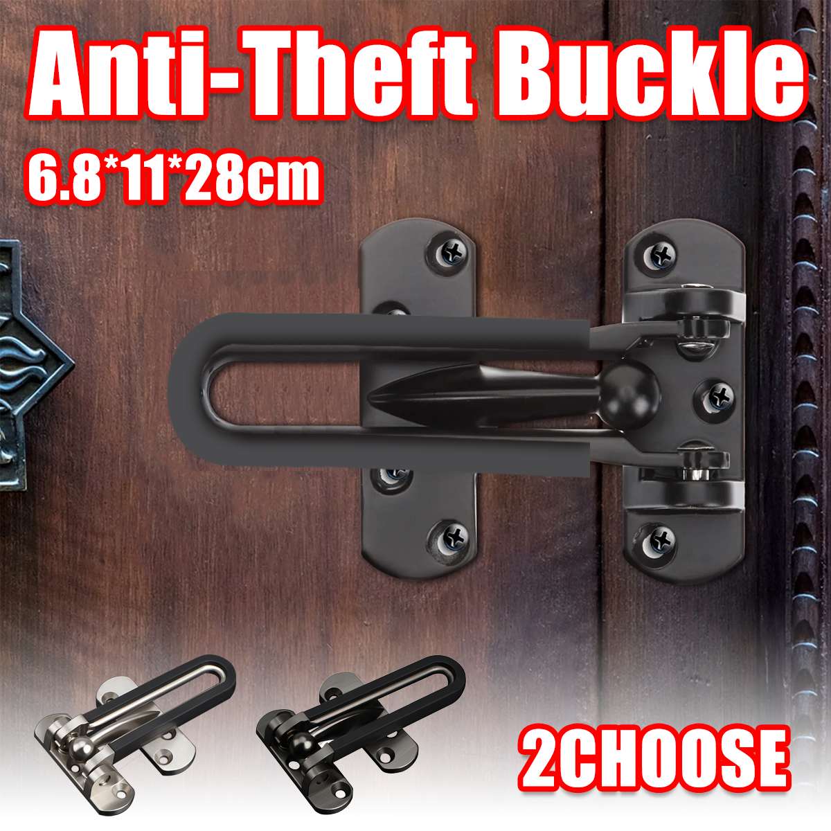 Silver Anti-Corrosion Zinc Alloy Door Security Lock Latch