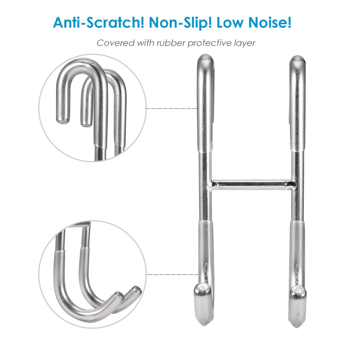 Silver Stainless Steel S-Shape Double Hooks Bathroom Kitchen