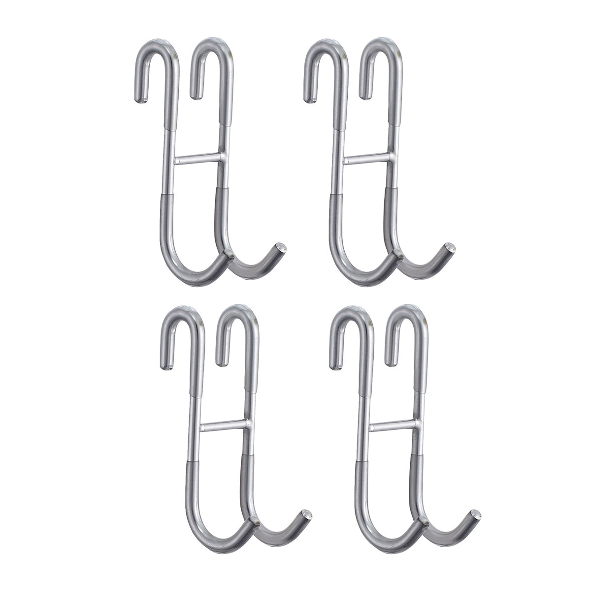 Silver Stainless Steel S-Shape Double Hooks Bathroom Kitchen