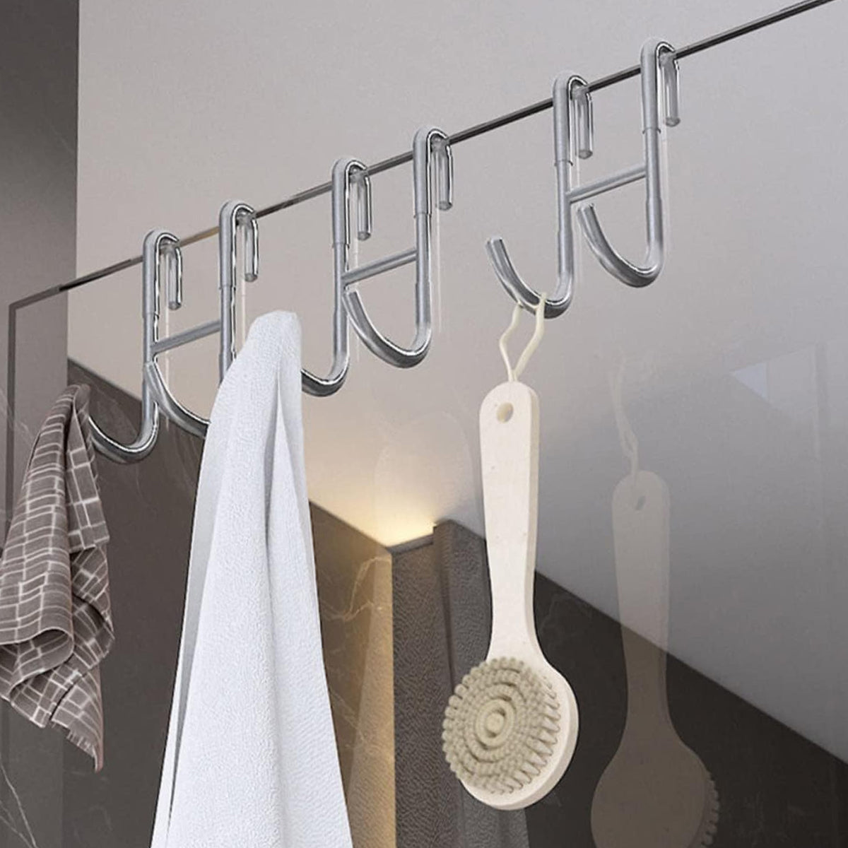 Silver Stainless Steel S-Shape Double Hooks Bathroom Kitchen