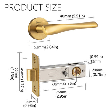 Brass Interior Door Lock Set for Bedroom and Bath Privacy
