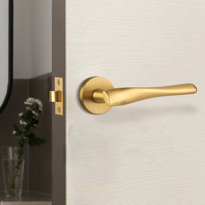 Brass Interior Door Lock Set for Bedroom and Bath Privacy