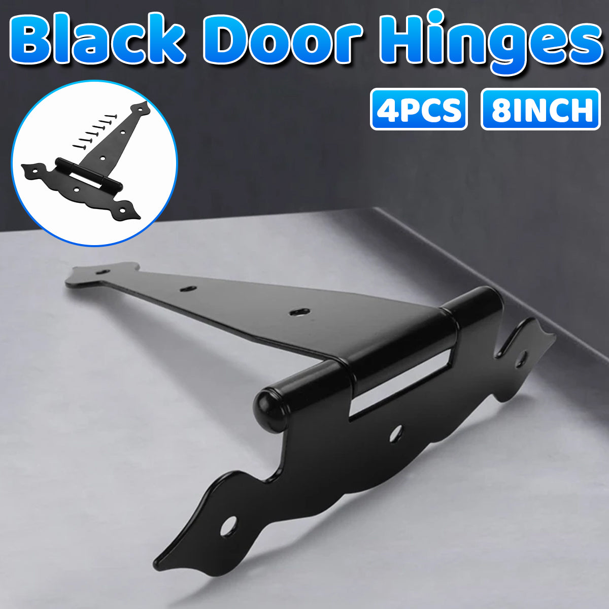 Black Coated Metal Strap T Hinges for Wooden Gate and Barn Door