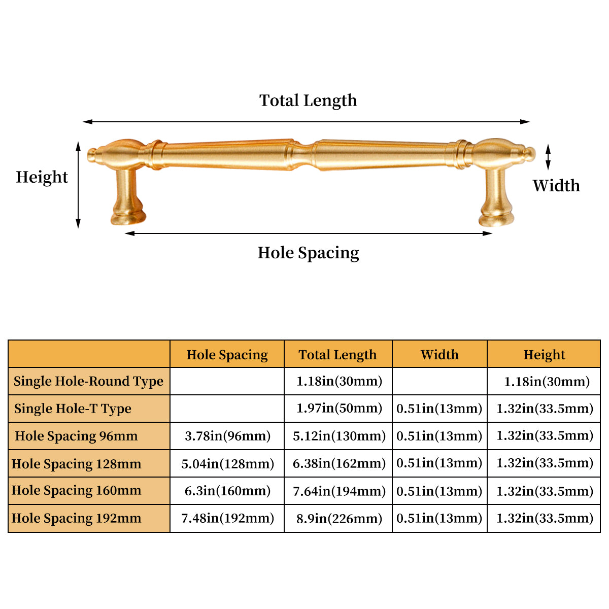 Brass Cabinet Pull Handle with Brushed Finish