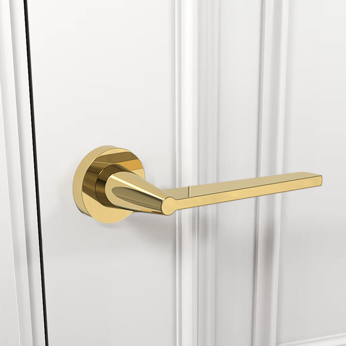 PVD Gold Brass Zinc Alloy Interior Lever Handle Lock Set 135mm