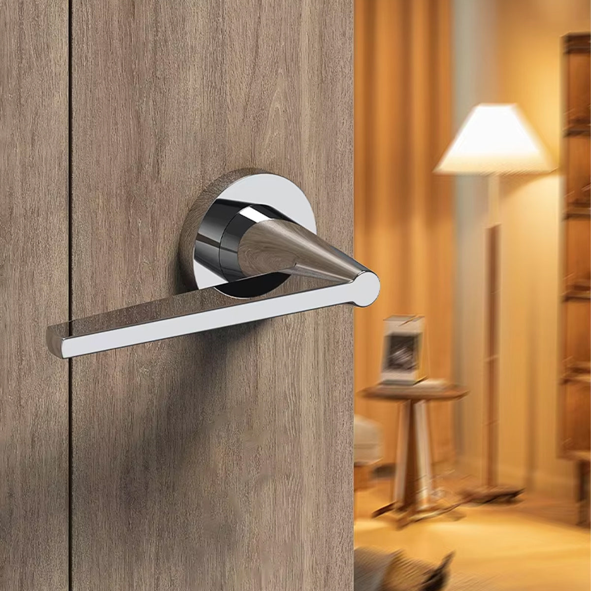 Silver Brass Zinc Alloy Privacy Lever Handle Lock Set 135mm