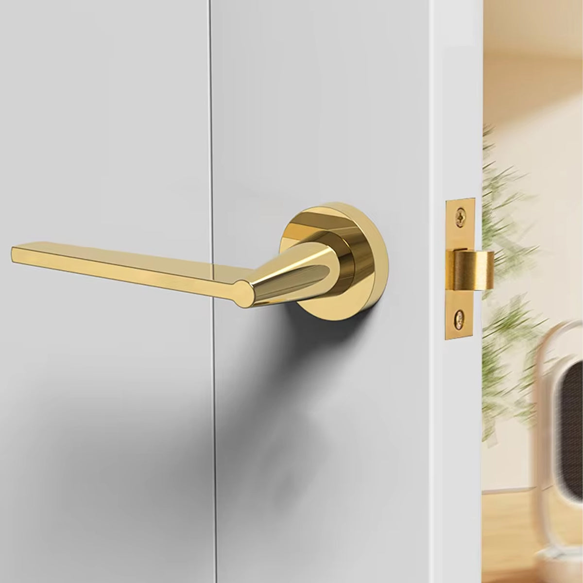 Brass Zinc Alloy Passage Lever Handle Lock Set 135mm - PVD Gold