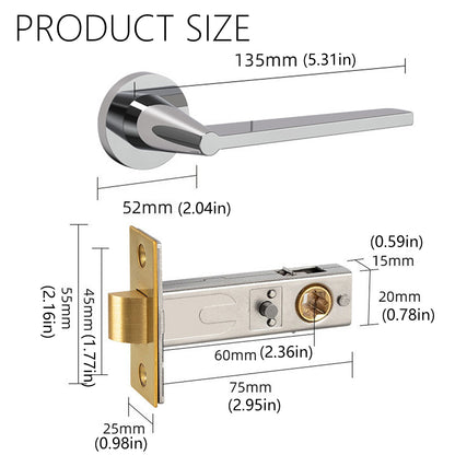Door Lock Set with Copper Handle and Brass Core