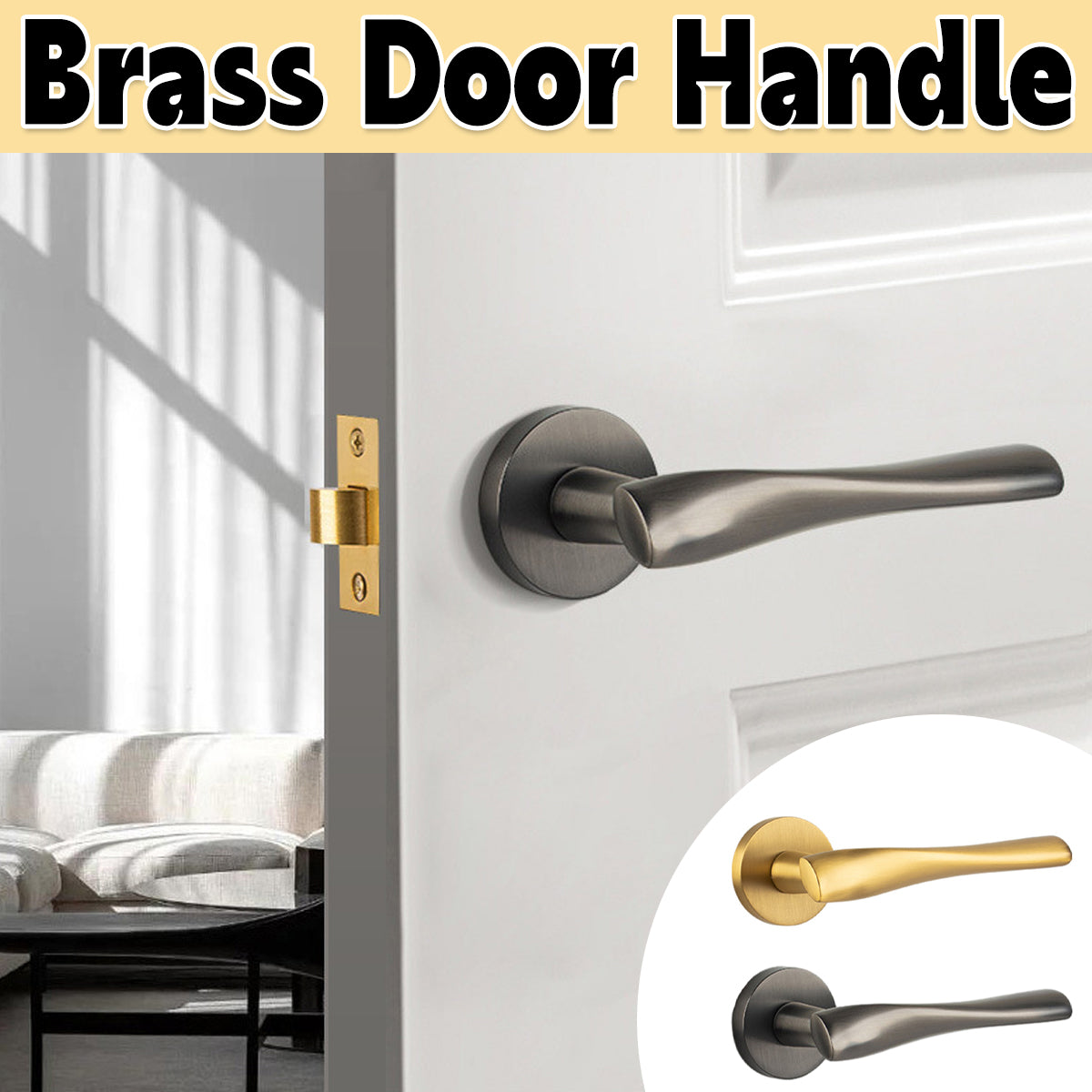 Brass Interior Door Lock Set for Bedroom and Bath Privacy