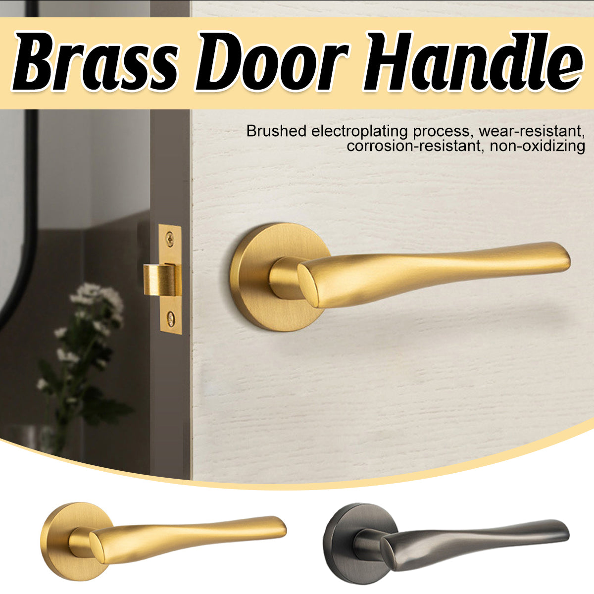 Brass Interior Door Lock Set for Bedroom and Bath Privacy