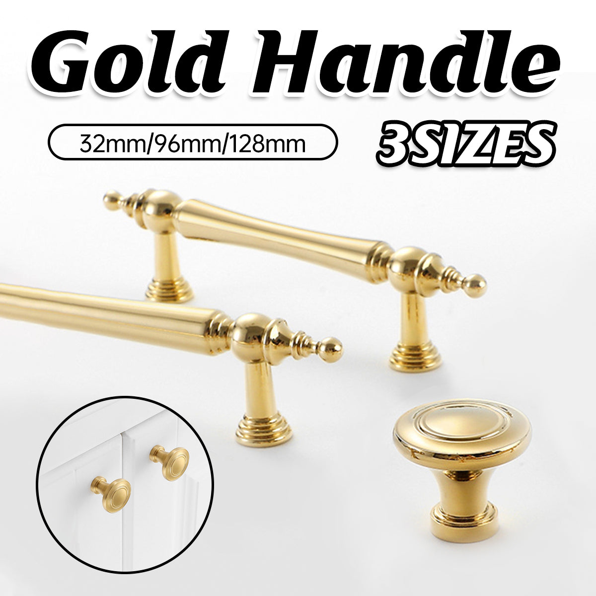 Brass Cabinet Handles with Vintage Gold Finish