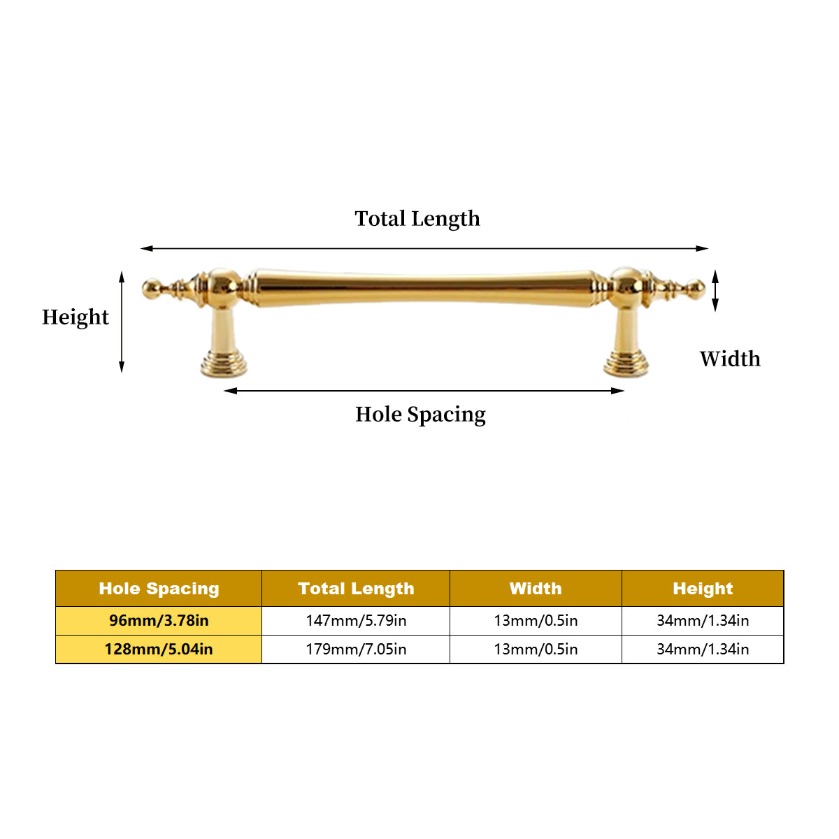 Brass Cabinet Handles with Vintage Gold Finish