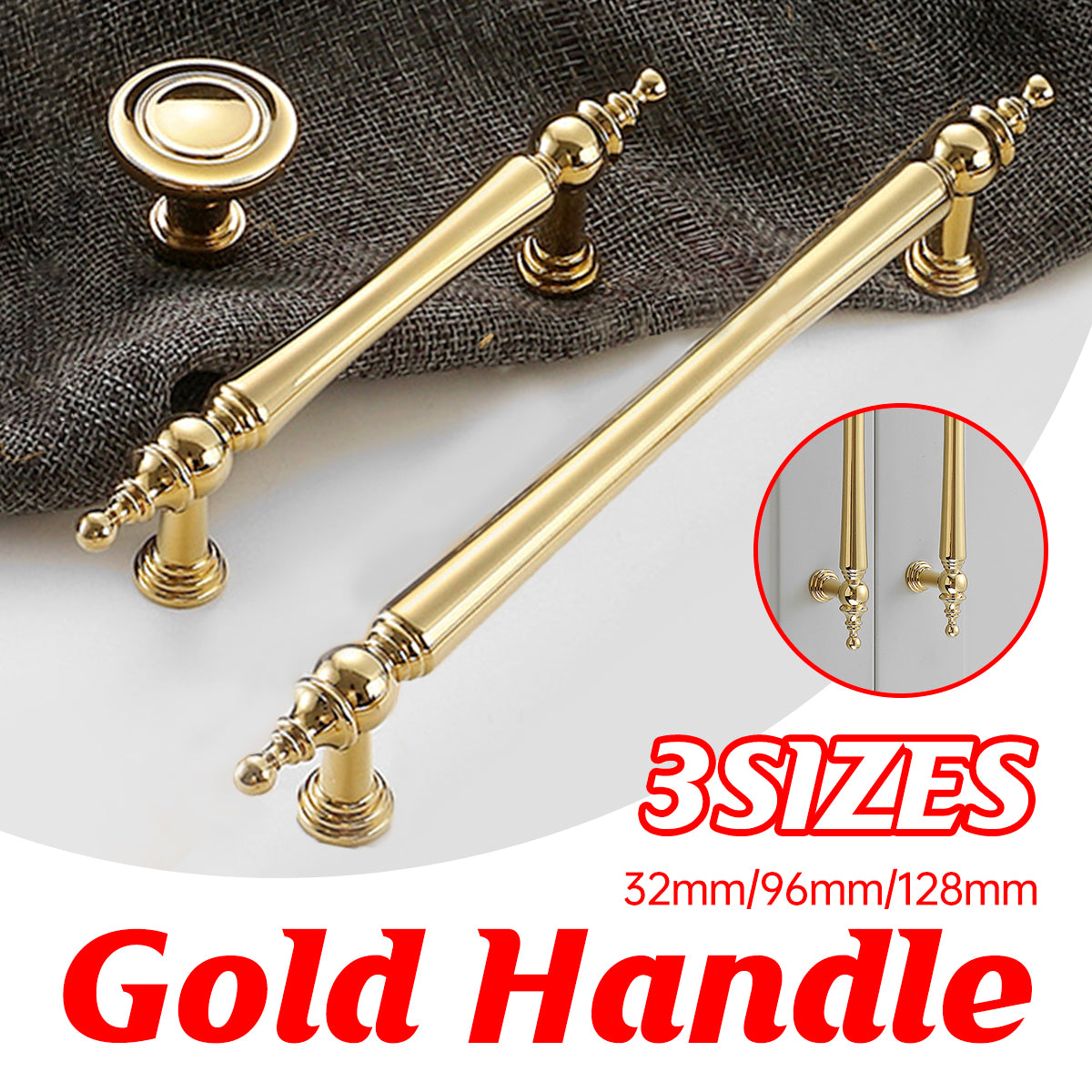 Brass Cabinet Handles with Vintage Gold Finish