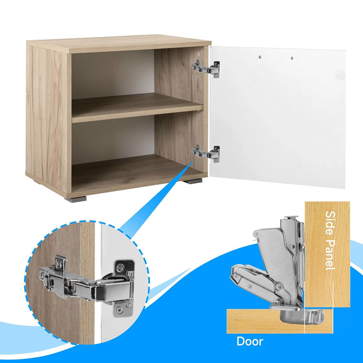 2 Pcs Cabinet Door Hinge for Frameless with Screws