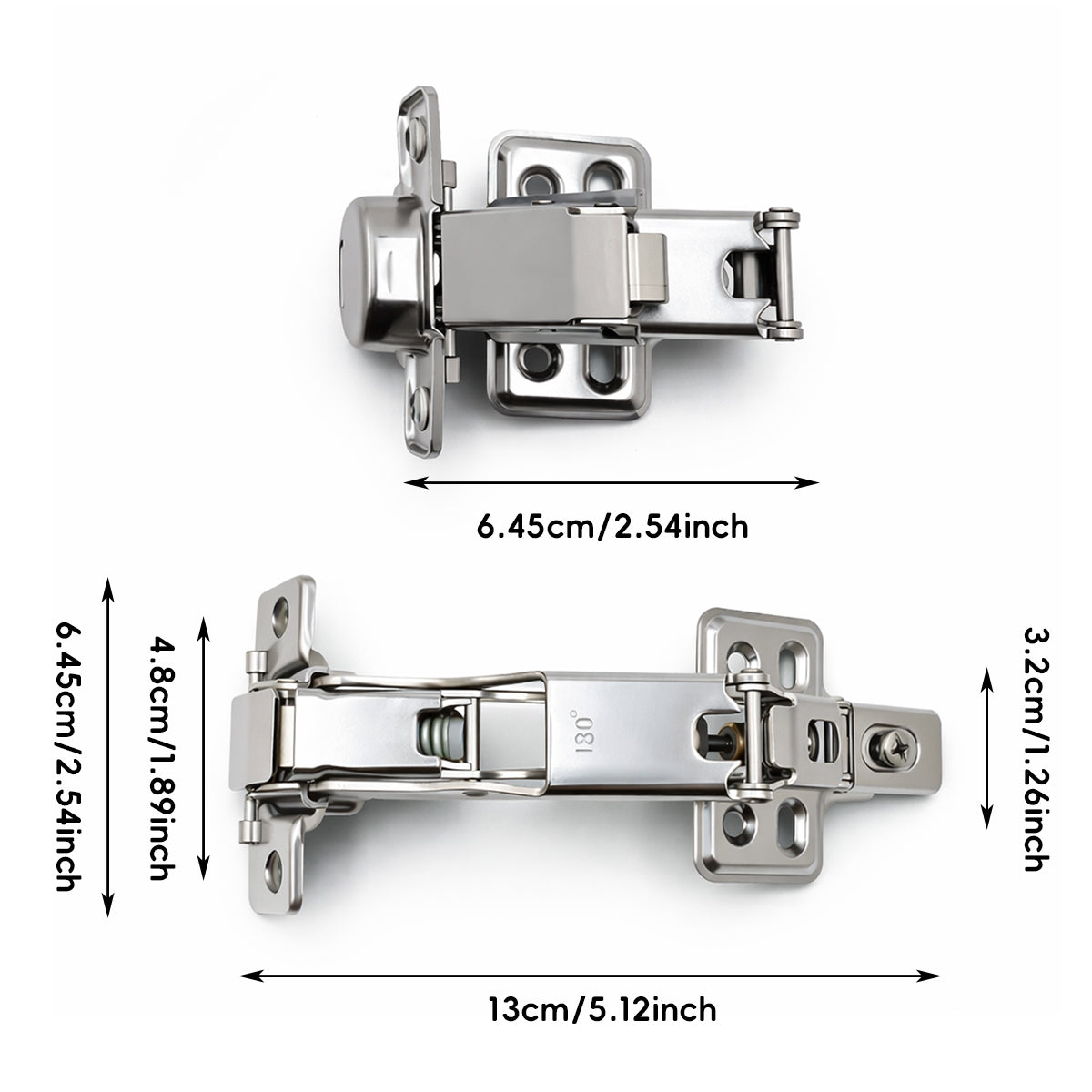 2 Pcs Cabinet Door Hinge for Frameless with Screws