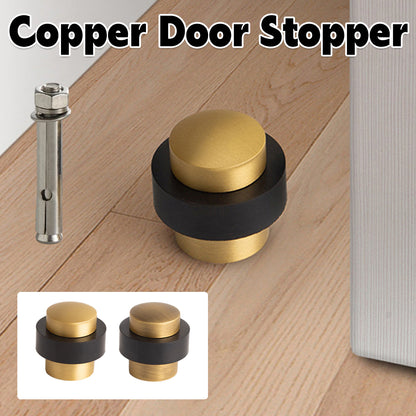 Copper Floor-Mount Door Stopper with Brushed Finish
