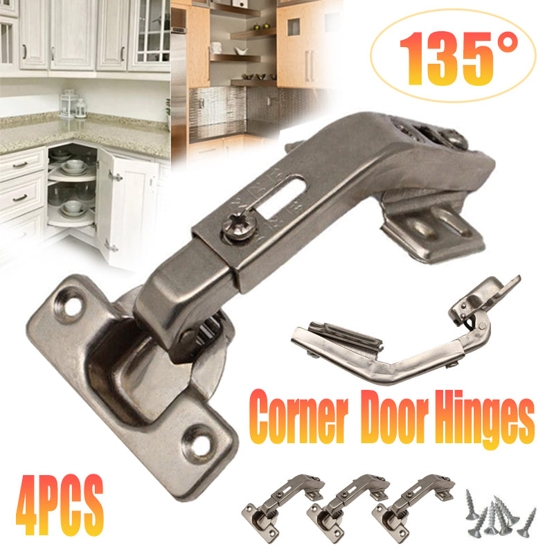 Silver Electroplated Steel Cabinet Corner Door Hinge 135 Degree