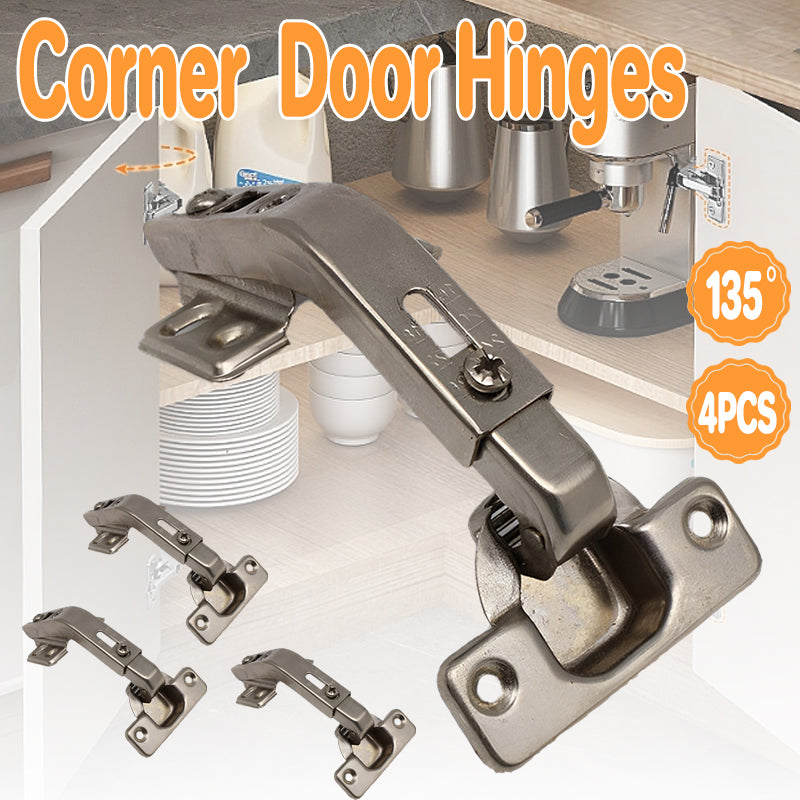 Silver Electroplated Steel Cabinet Corner Door Hinge 135 Degree