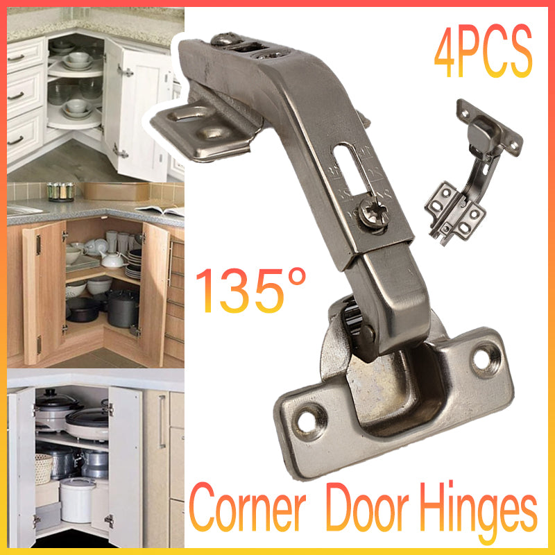 Silver Electroplated Steel Cabinet Corner Door Hinge 135 Degree