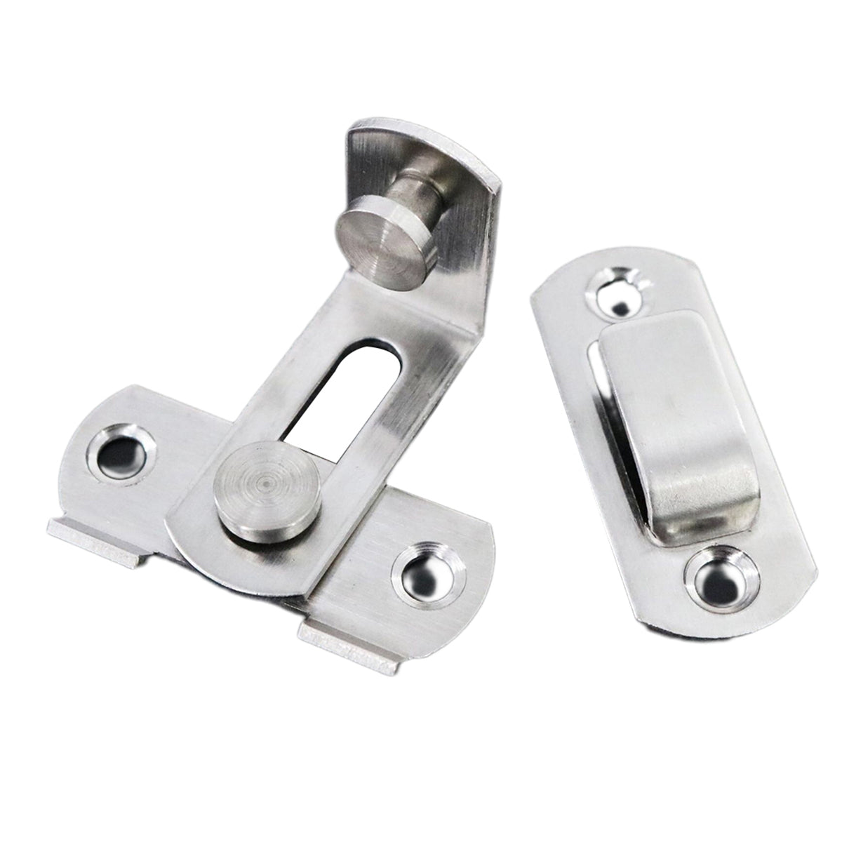 Silver Stainless Steel 90 Degree Sliding Door Safety Latch Set