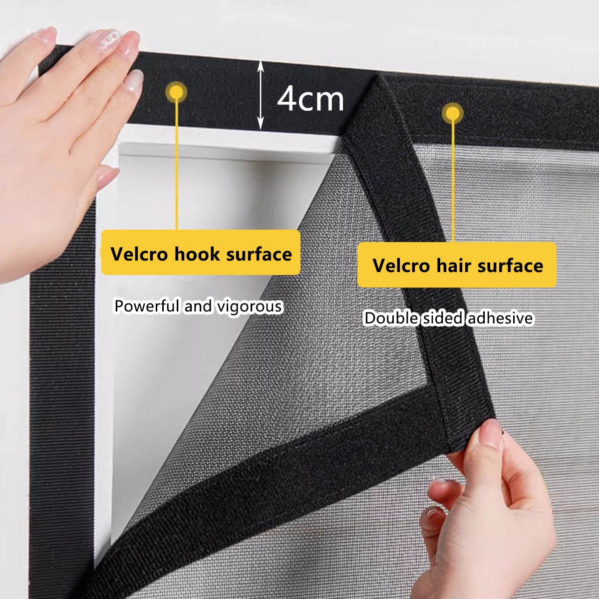 Black Magnetic Closure Fiberglass Mesh Anti Mosquito Door Curtain