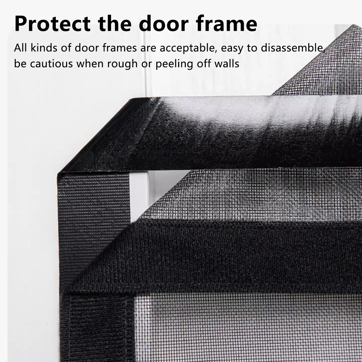 Black Magnetic Closure Fiberglass Mesh Anti Mosquito Door Curtain