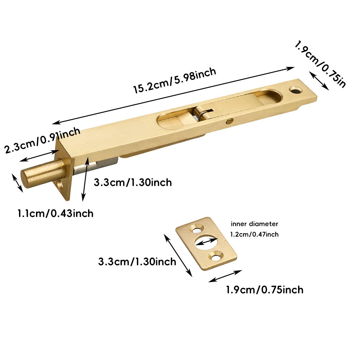 2 Pcs One-Piece Molding Door Bolt Set for Cabinets