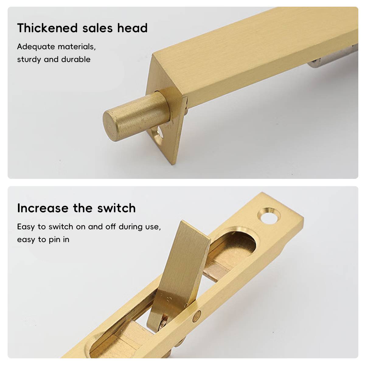 2 Pcs One-Piece Molding Door Bolt Set for Cabinets