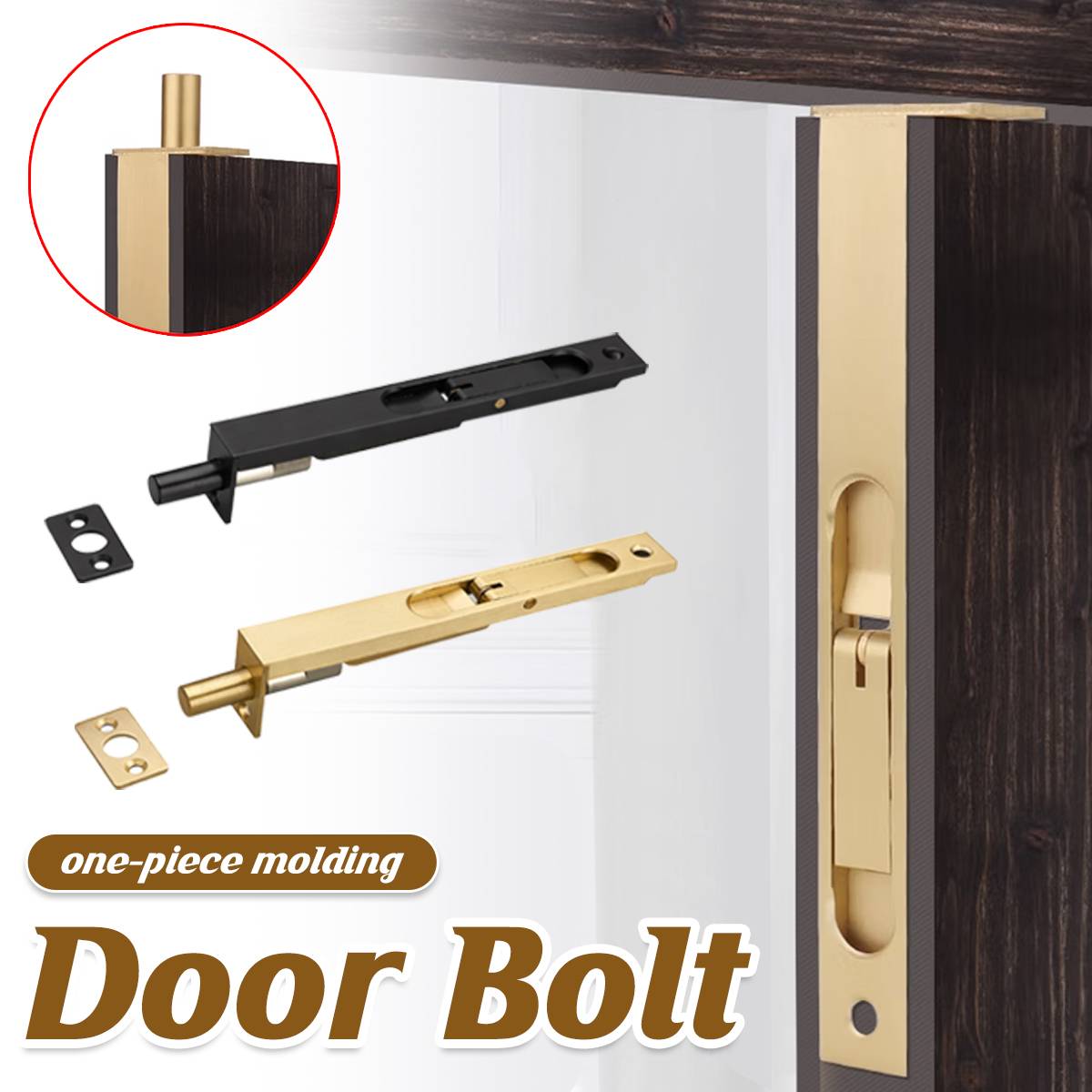 2 Pcs One-Piece Molding Door Bolt Set for Cabinets